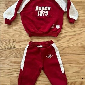 Zara Red and White Kids Sweatshirt & Joggers Set